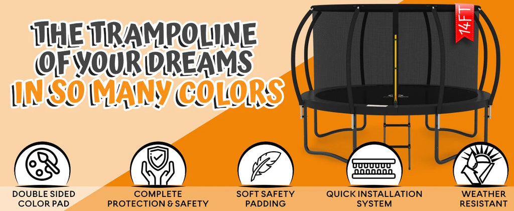 JUMPZYLLA 8FT Trampoline Outdoor with Enclosure for Kids
