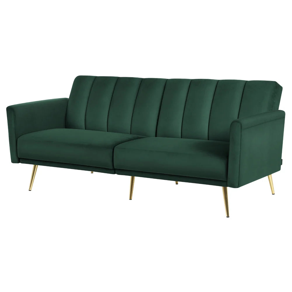 Artiss Sofa Bed 3 Seater Couch Convertible Lounge Adjustable Arm Recliner Velvet
