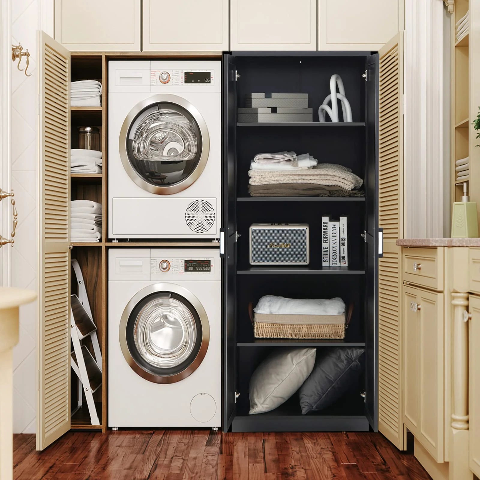 Giantex 178 cm Kitchen Pantry Cabinet, Utility Storage Cabinet w/ 2 Doors & 5 Shelves