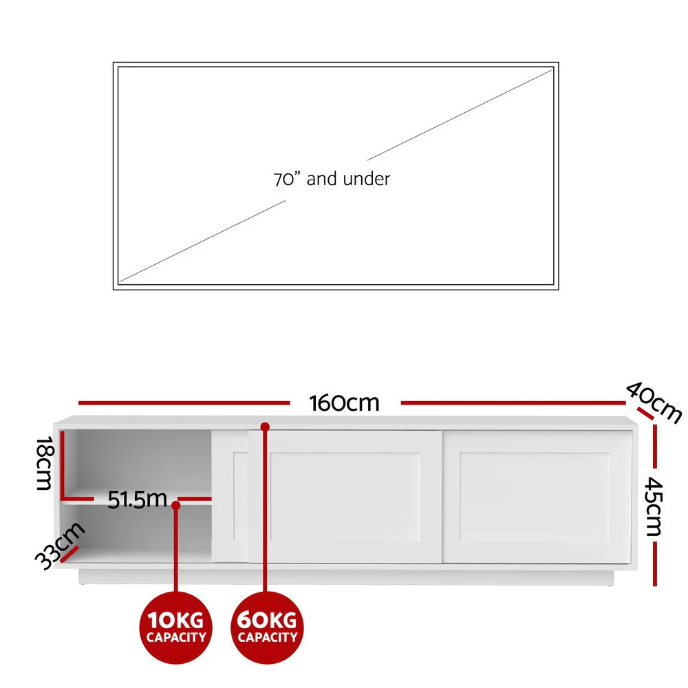 Artiss TV Unit Entertainment Unit Storage Cabinet 160cm White