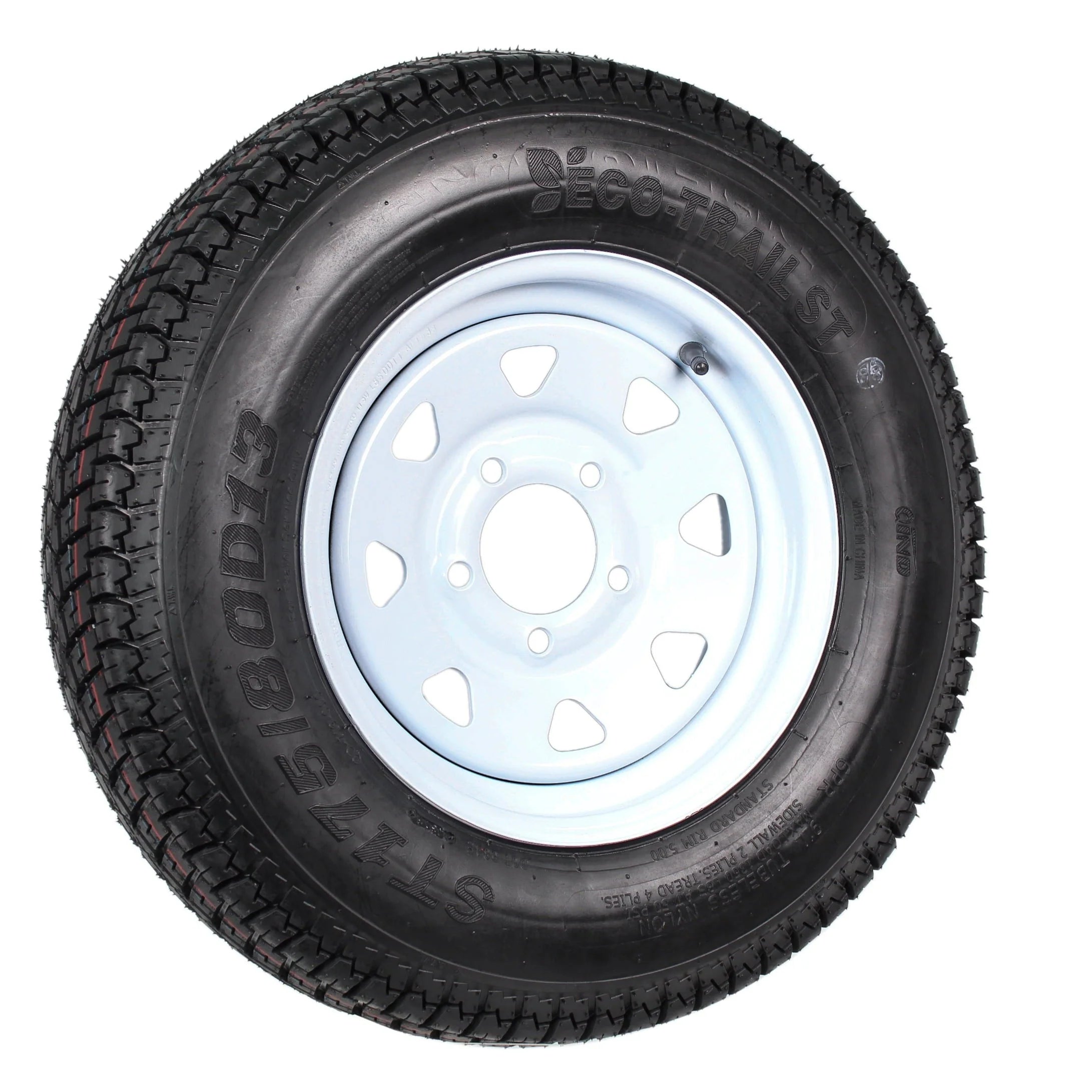 2-pack trailer tires and rims ST175/80D13 175/80 13 B78-13 LRC 5-hole white spoked wheel
