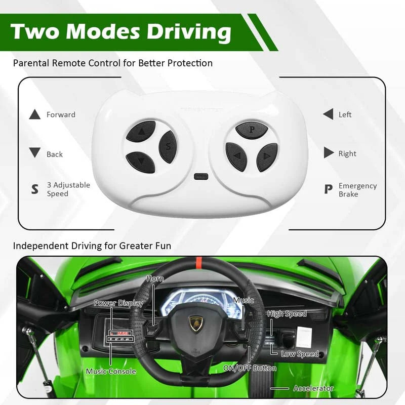 Licensed Lamborghini SVJ Kids Ride-On Car, 12V Battery Powered Sports Car Toy with Trunk & Remote