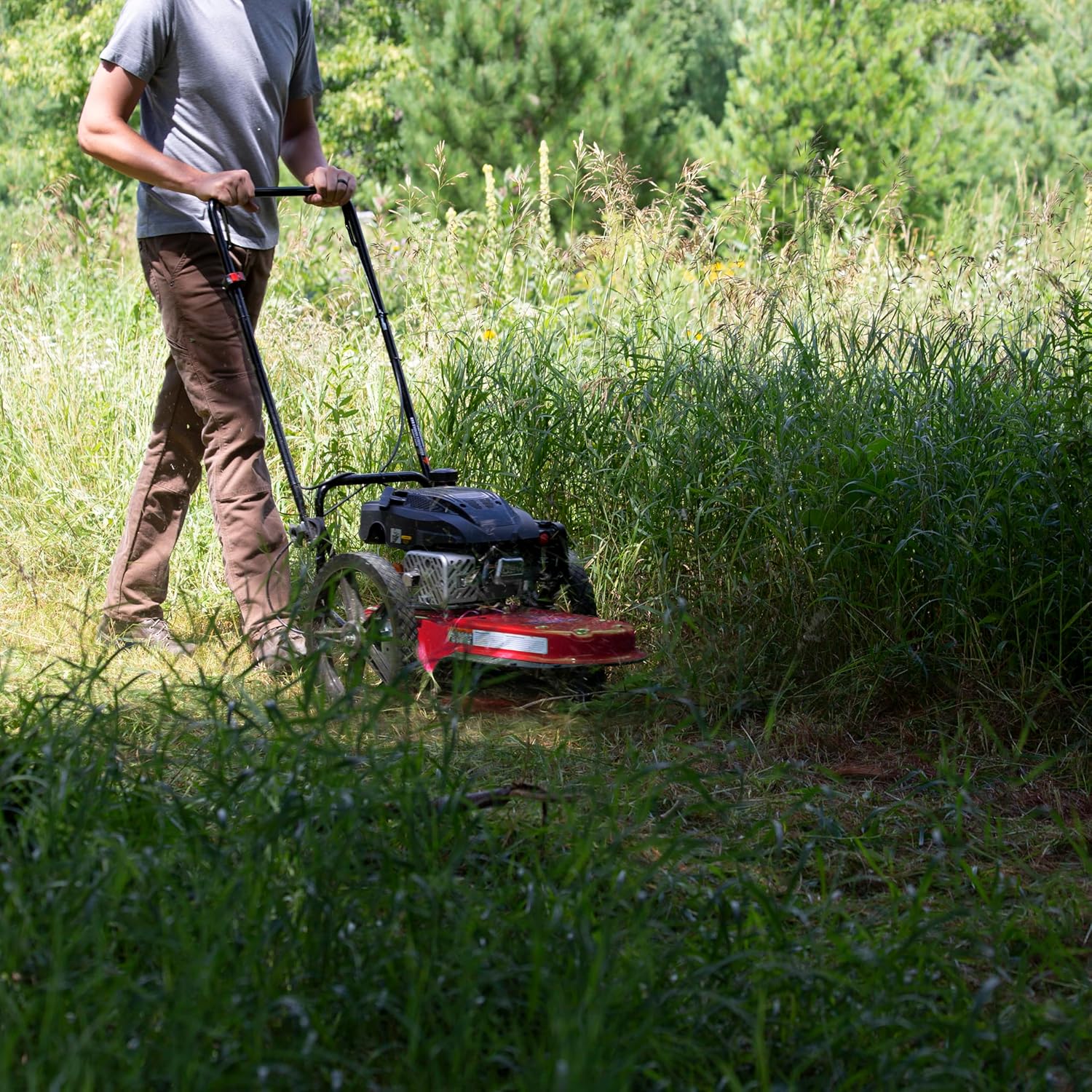Walk Behind String Mower With 160cc Viper 4-Cycle Engine, 22 ?Cutting Diameter, 14 ?Never-Go-Flat Wheels, Easy Assembly, Adjustable Handlebar, Model # 40314