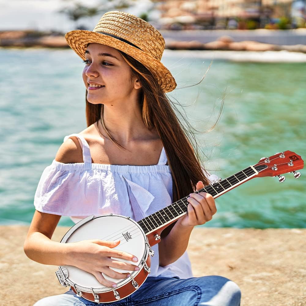 Banjo 5 String Full Size Banjos Set with Resonator, Remo Head, Beginner Banjo Kit with Closed Back, Premium Accessories for Adults, Teenager