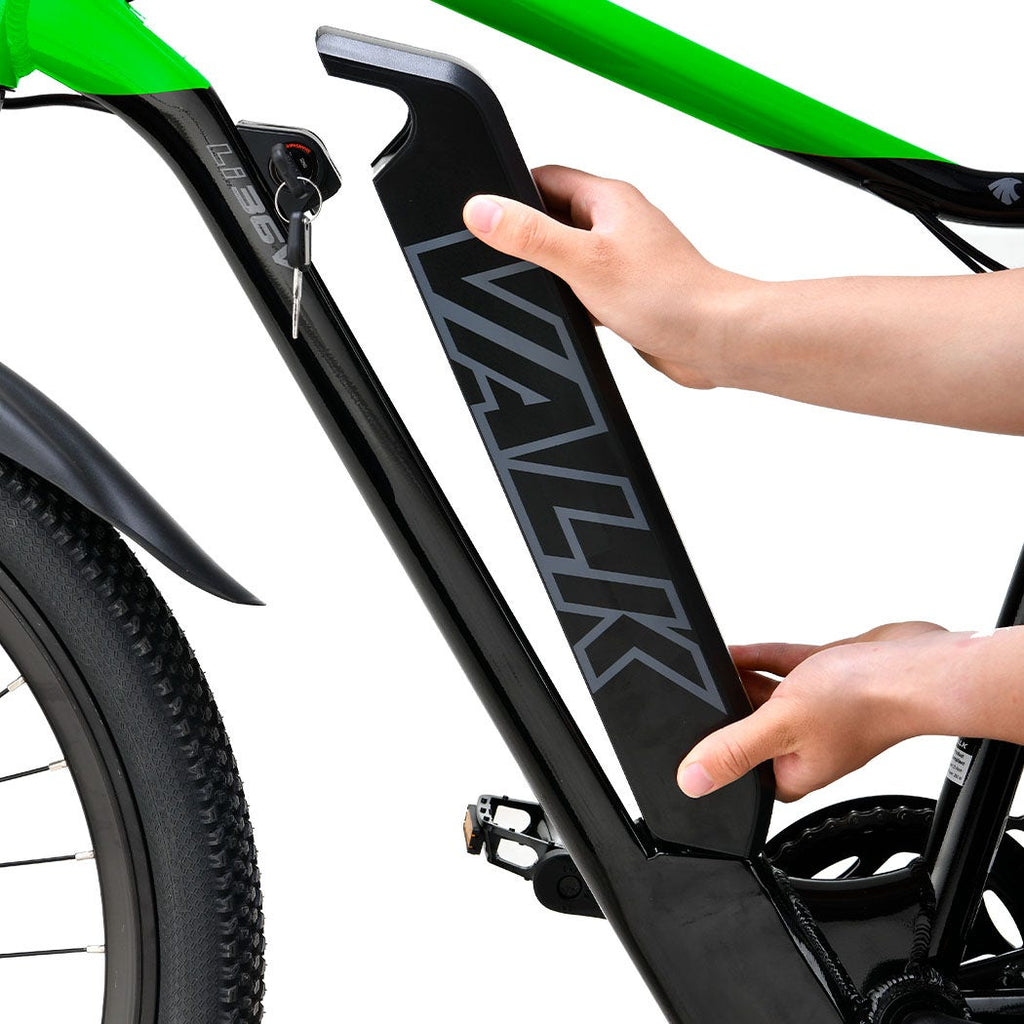 VALK MX7 Electric Bike, Medium frame Mountain ebike, Black and Lime Green