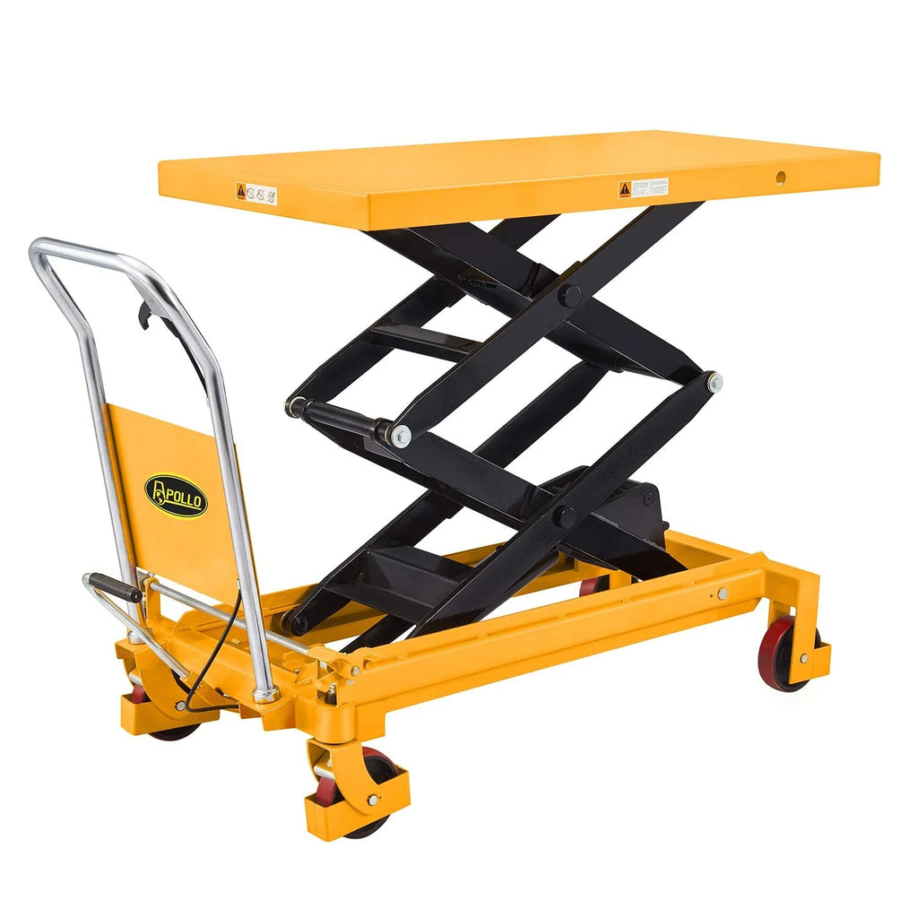 Hydraulic Lift Table Cart �C 770 lbs Capacity, 51" Max Height, Double Scissor Lift with Safety Guard & 4 Wheels