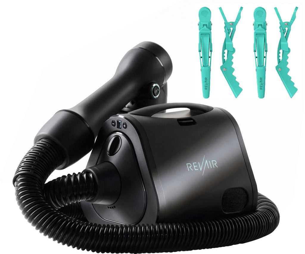 Reverse-Air Hair Dryer with Hair Clips �C Black