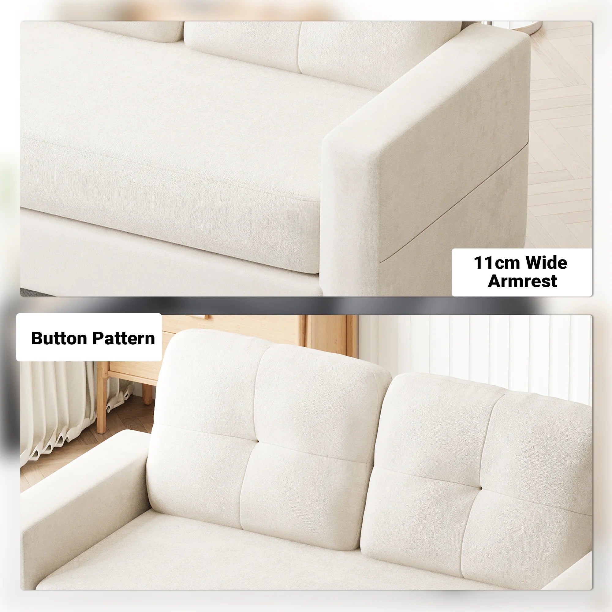 2-Seater Sofa 132cm Loveseat Sofa Beige