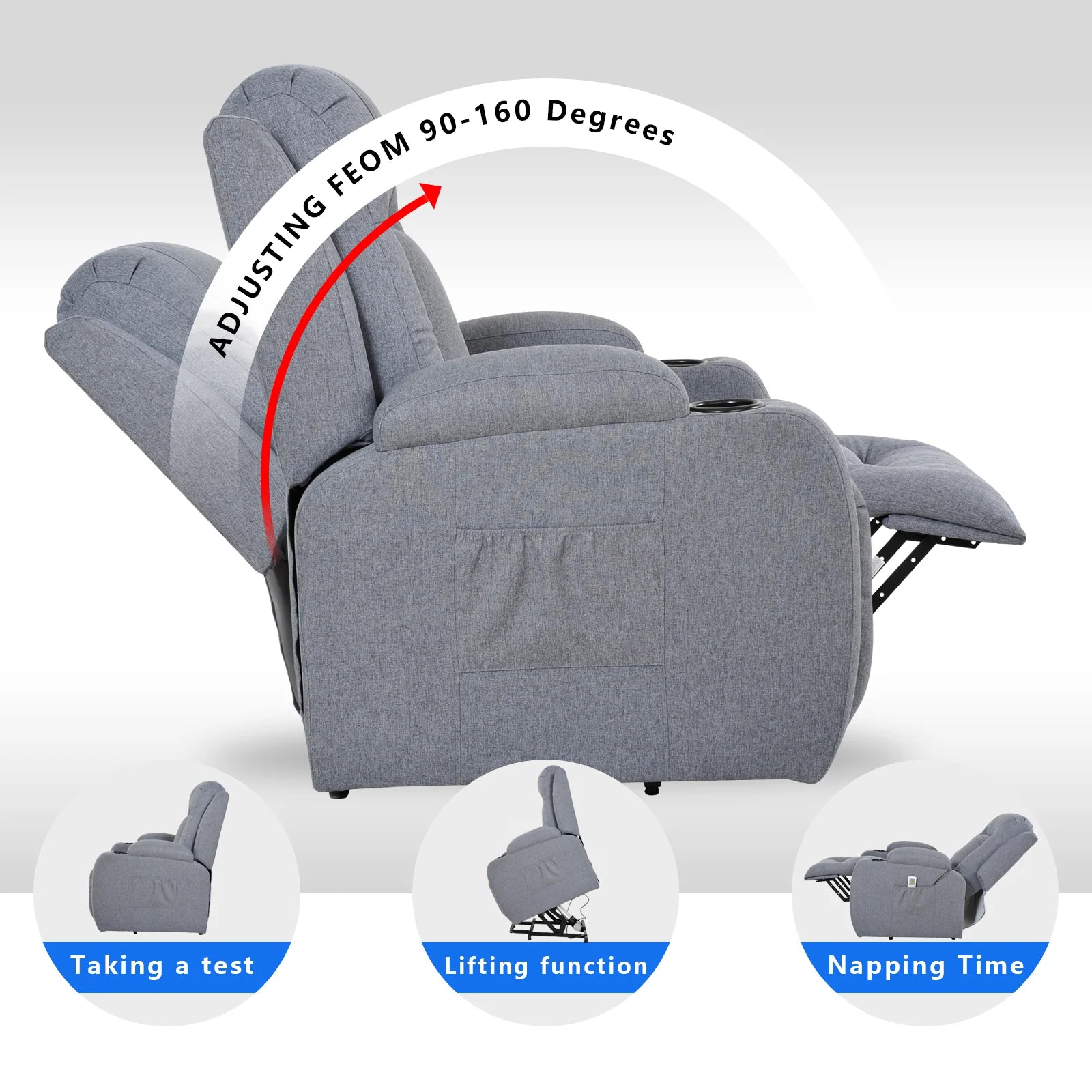 Power Lift Recliner 8 Point Massage Chair Heating