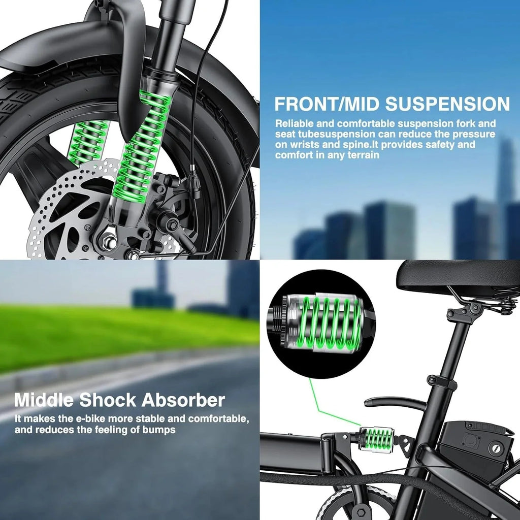 Electric bicycle for adults and teenagers, foldable e-bike for commuters and city use, foldable e-bike motor 48V 24MPH