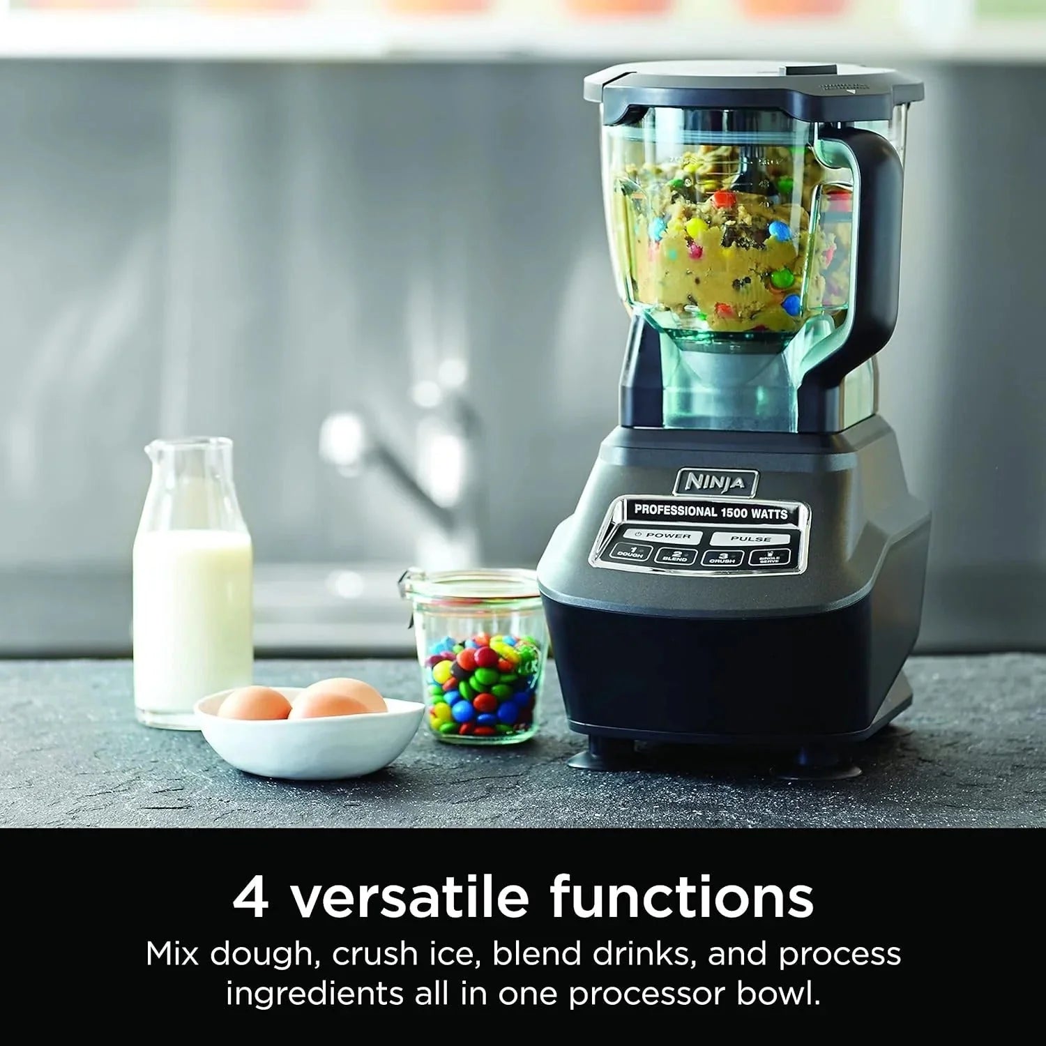 Ninja Mega Kitchen System, 1500 Watt Stand Mixer (2.1 Liters) and Food Processor (8 Cups) with (2) 473 ml Takeaway Cups