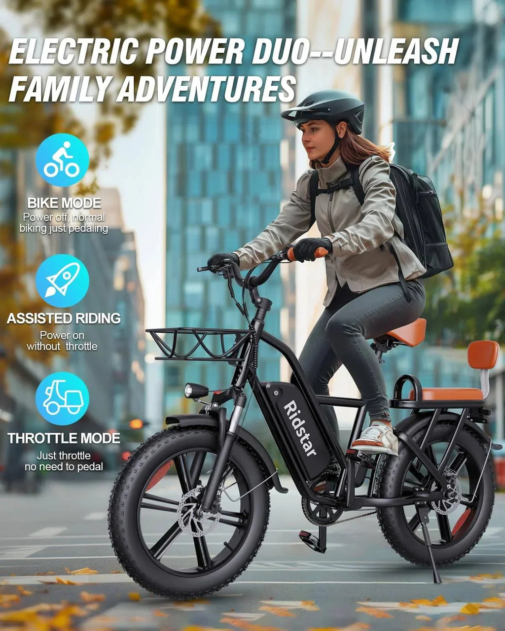 Bopzin 1000W Electric Bicycle for Adults, 48V 15Ah Removable Battery, 20" x 4.0" - 1000W