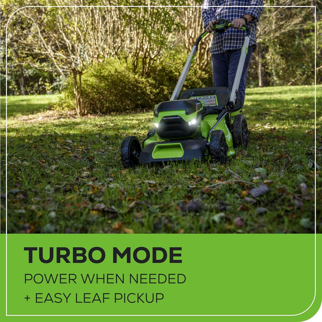 Greenworks 60V 21 Cordless (Self-Propelled) Lawn Mower , 2 x 4.0Ah Batteries and Dual Port Rapid Charger