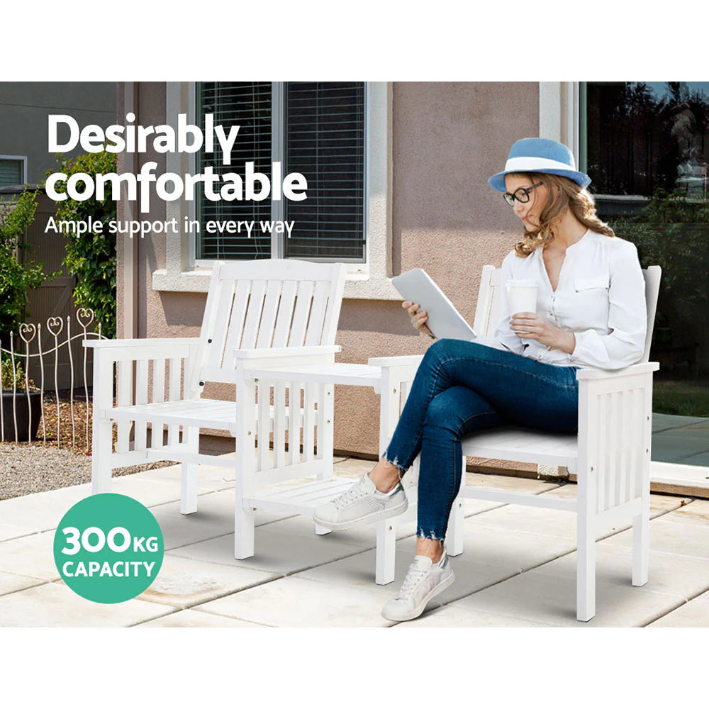 Weather-Resistant 2-Seater Garden Bench with Table, Gardeon