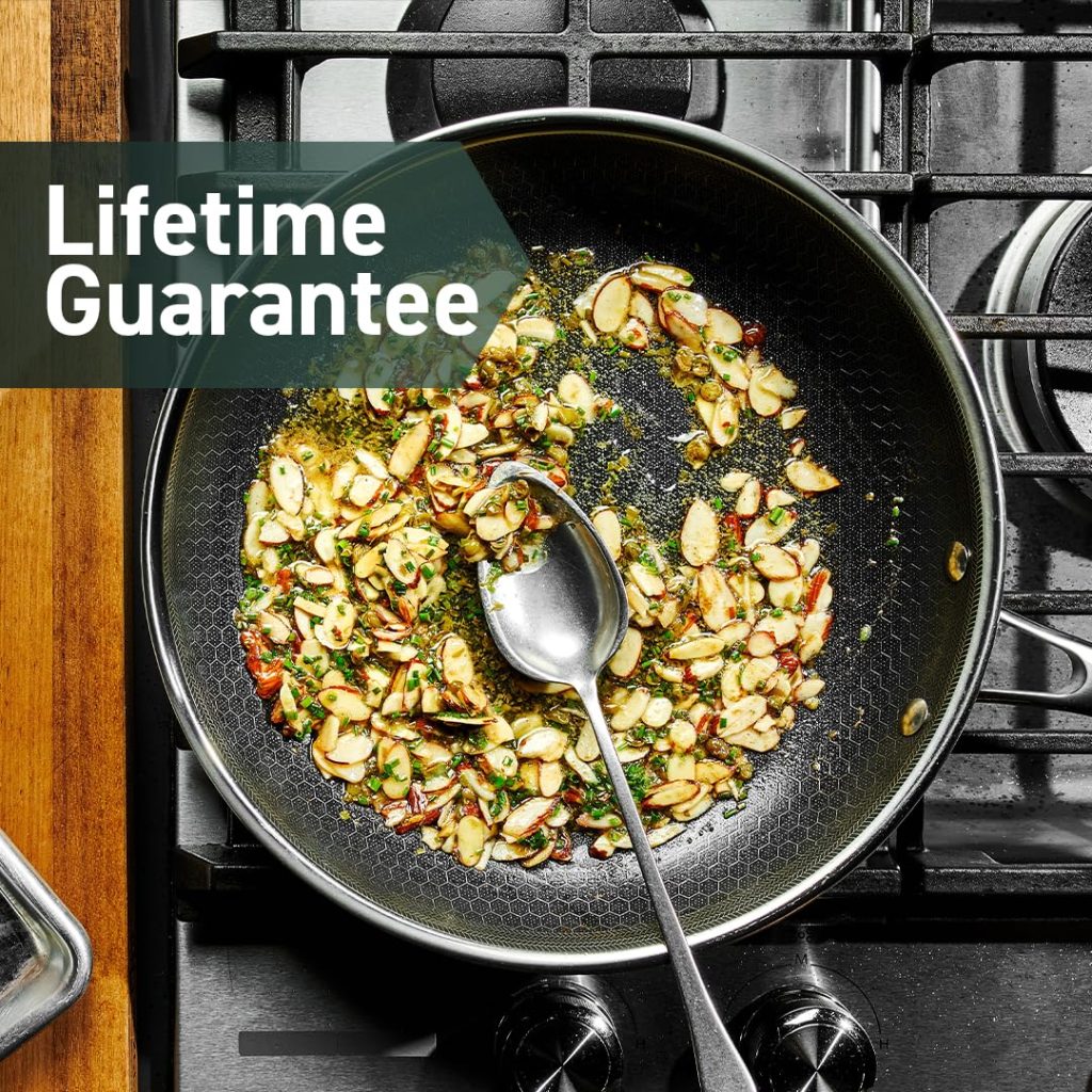 HexClad 6-Piece Hybrid Nonstick Fry Pan Set with Lids, Stainless Steel, 8/10/12-Inch, Oven & Dishwasher Safe