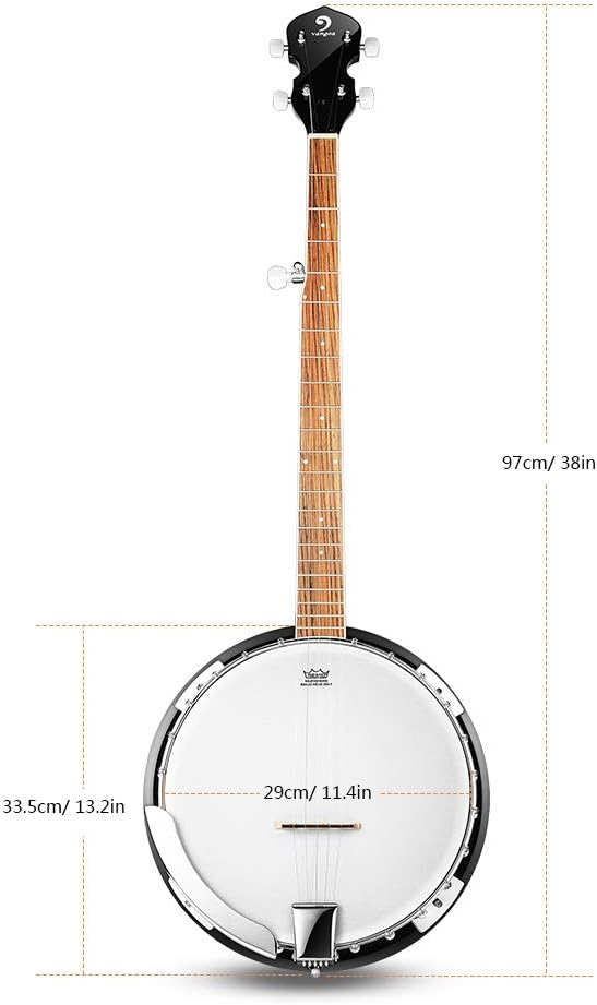 Banjo 5 String Full Size Banjos Set with Resonator, Remo Head, Beginner Banjo Kit with Closed Back, Premium Accessories for Adults, Teenager