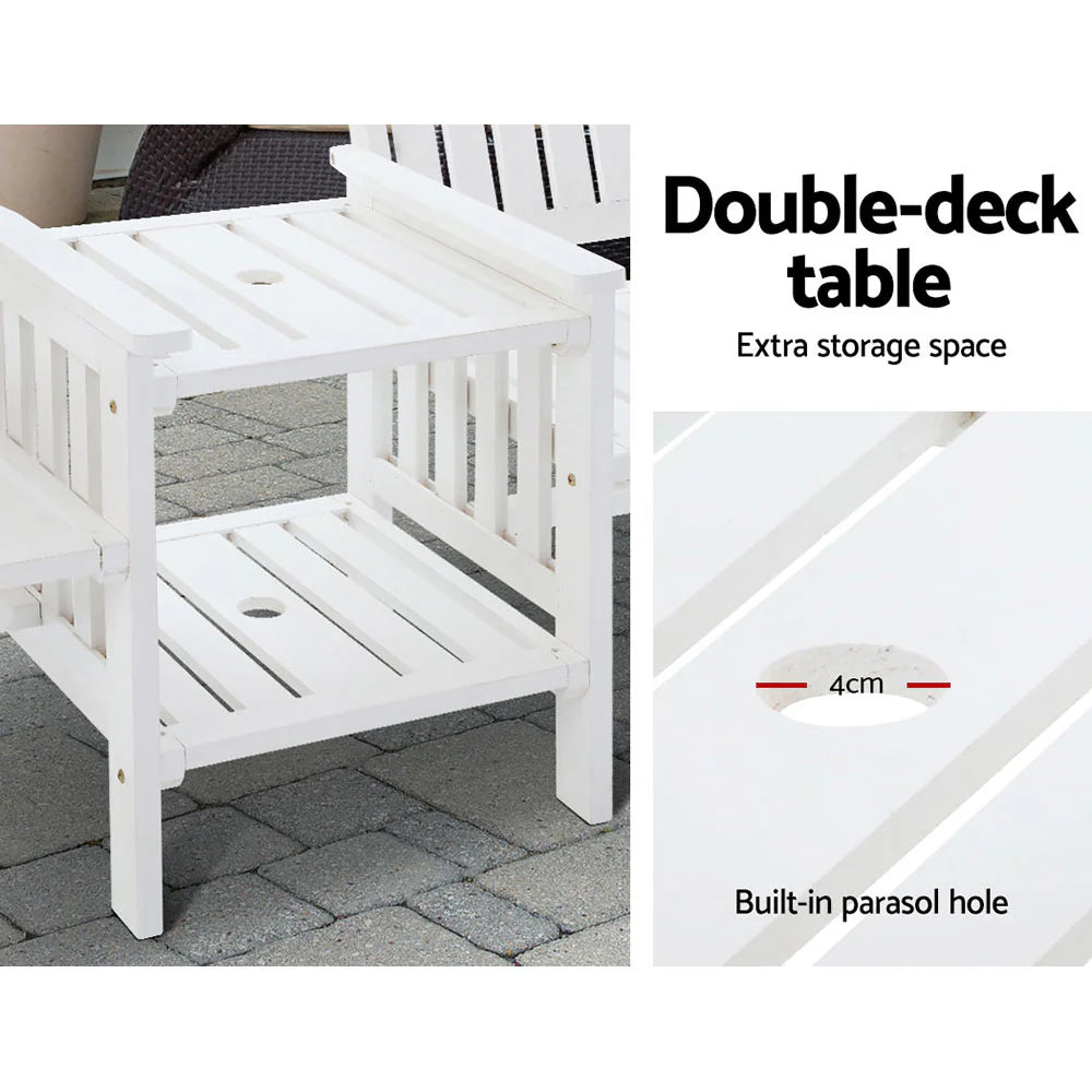 Weather-Resistant 2-Seater Garden Bench with Table, Gardeon