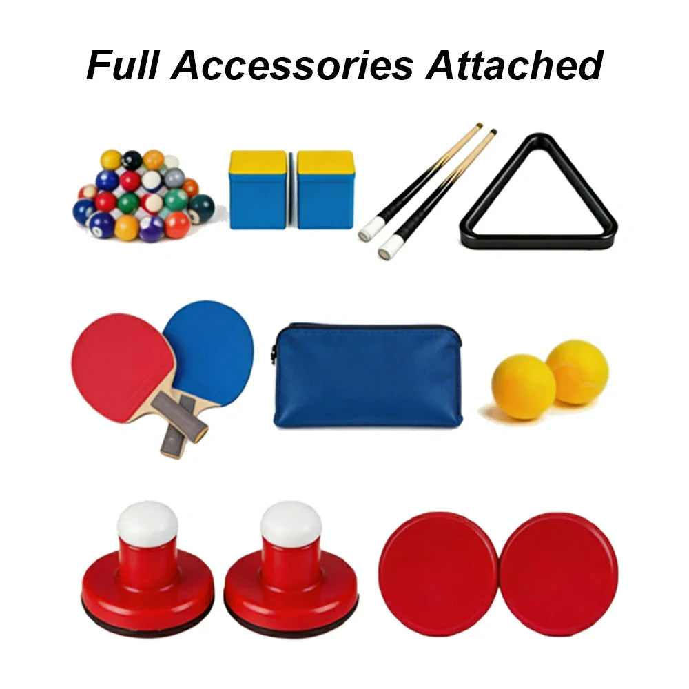 4 In 1 Multi-functional Game Table with Full Accessories for Home, MDF, 7Ft