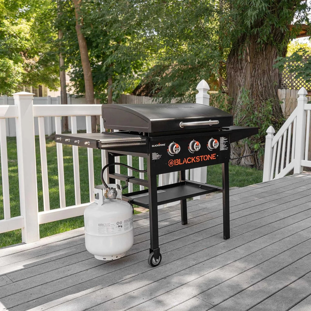 28 Inch Blackstone Griddle 2080 with Hood XL Griddle Original 3-Burner Outdoor Flat Top Grill, with Blackstone Griddle Accessories, Seasoning, and Wholesalehome Gloves and Cloth