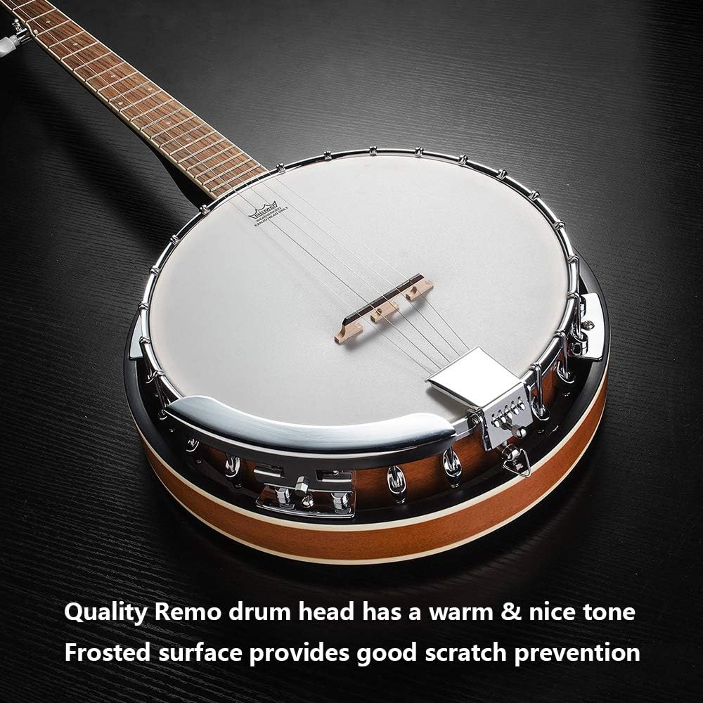 Banjo 5 String Full Size Banjos Set with Resonator, Remo Head, Beginner Banjo Kit with Closed Back, Premium Accessories for Adults, Teenager