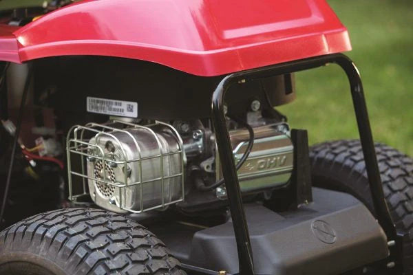 Troy-Bilt TB30 382 cm³ ride-on lawnmower with 6 gears, fully refurbished, compact design, adjustable height