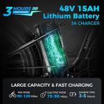 Outdoor electric bike with 48V/15Ah lithium battery �?Black