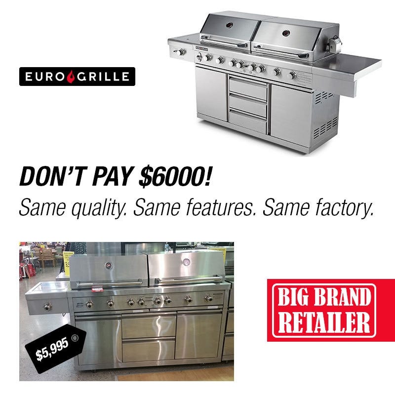 EuroGrille 9 Burner BBQ Grill Outdoor Barbeque Gas Stainless Steel Kitchen