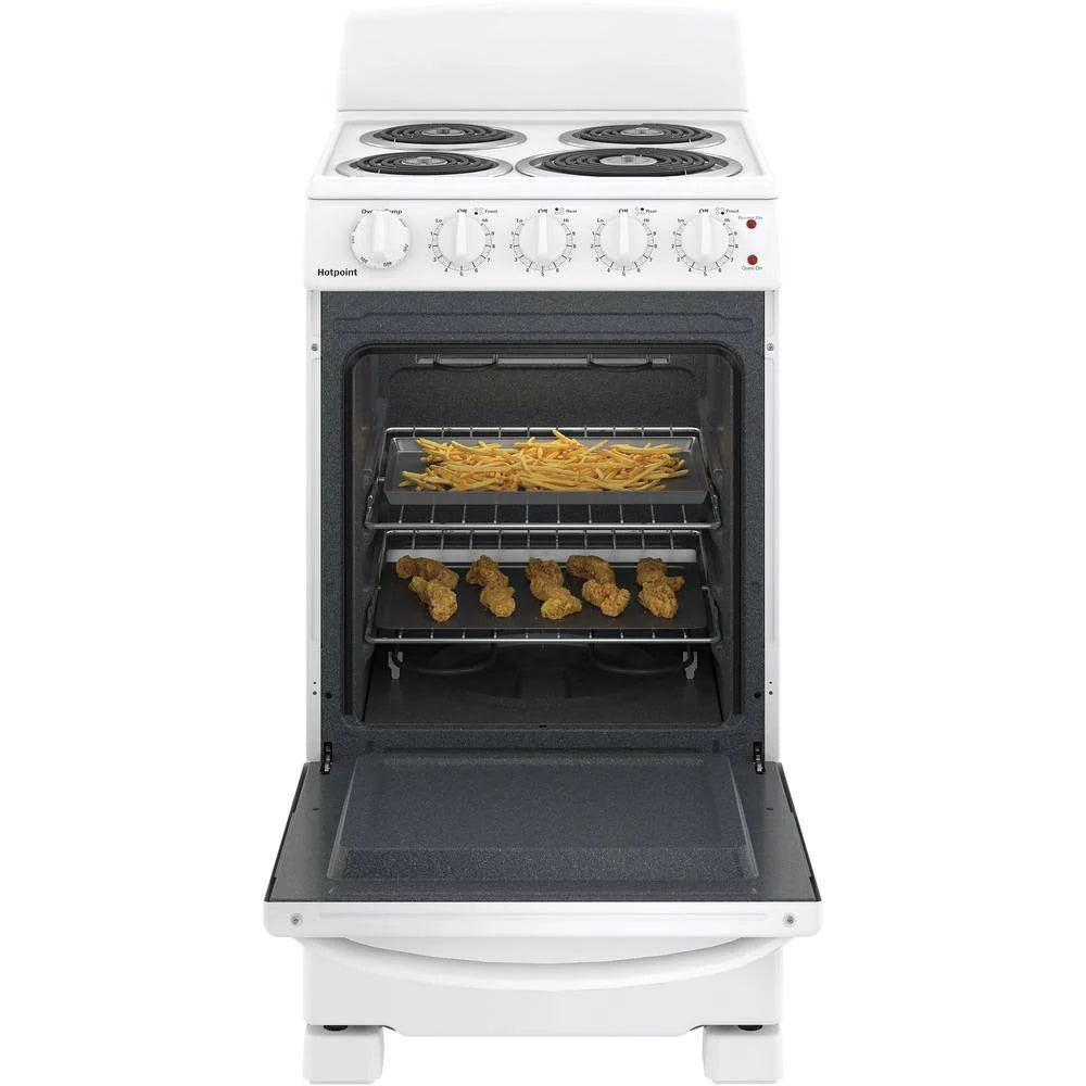 20-inch electric oven with 4 cooking zones, freestanding, in white