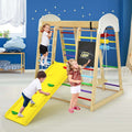 8-in-1 Wooden Climbing Toys for Toddlers, Kids Indoor Playground Jungle Gym Climber Playset with Slide