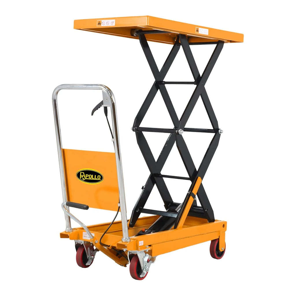 Hydraulic Lift Table Cart �C 770 lbs Capacity, 51" Max Height, Double Scissor Lift with Safety Guard & 4 Wheels
