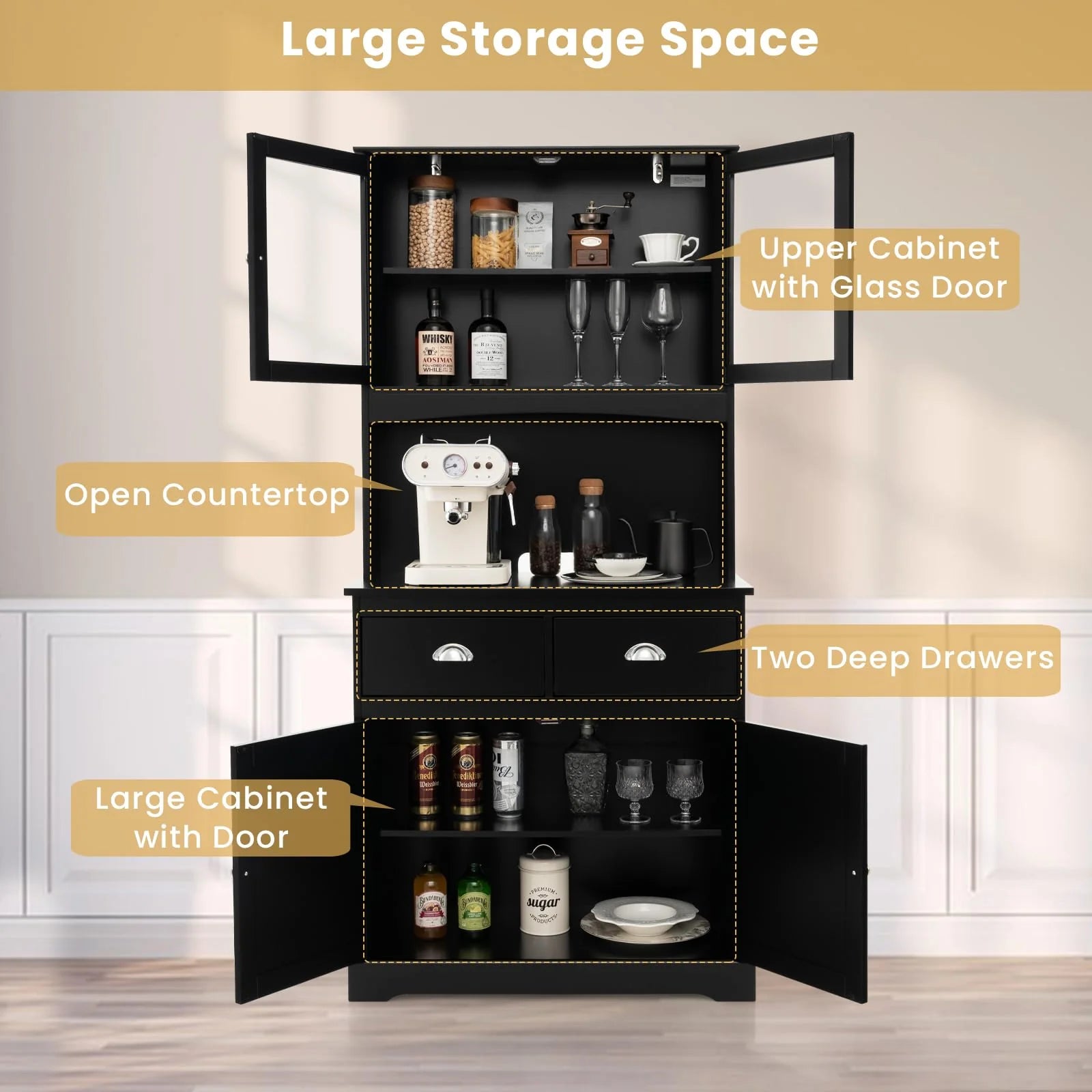 Giantex Kitchen Pantry Buffet Cabinet Storage Organizer
