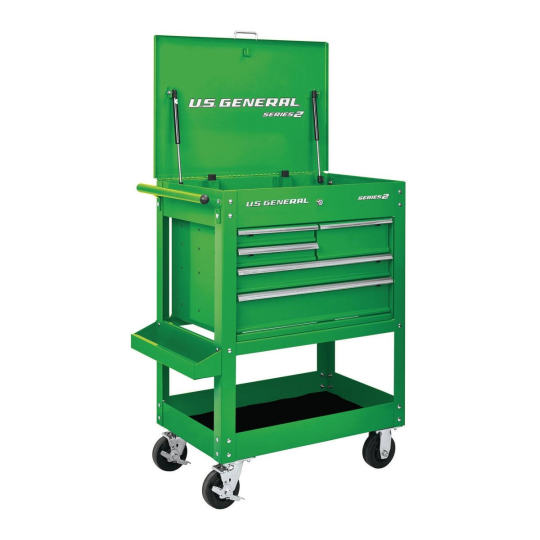 U.S. General 30 in. 5 Drawer Green Mechanic&s Cart 64721