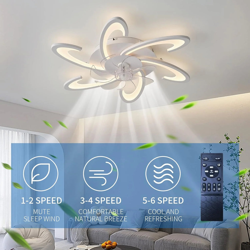 Low Ceiling Light Fan, Low Profile, 6 Wind Speed, 3 Colors 82 cm