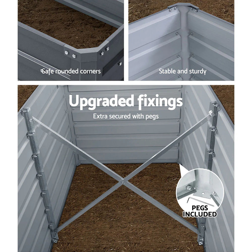 Galvanized Raised Garden Bed - 320x80x77cm Planter Box Greenfingers