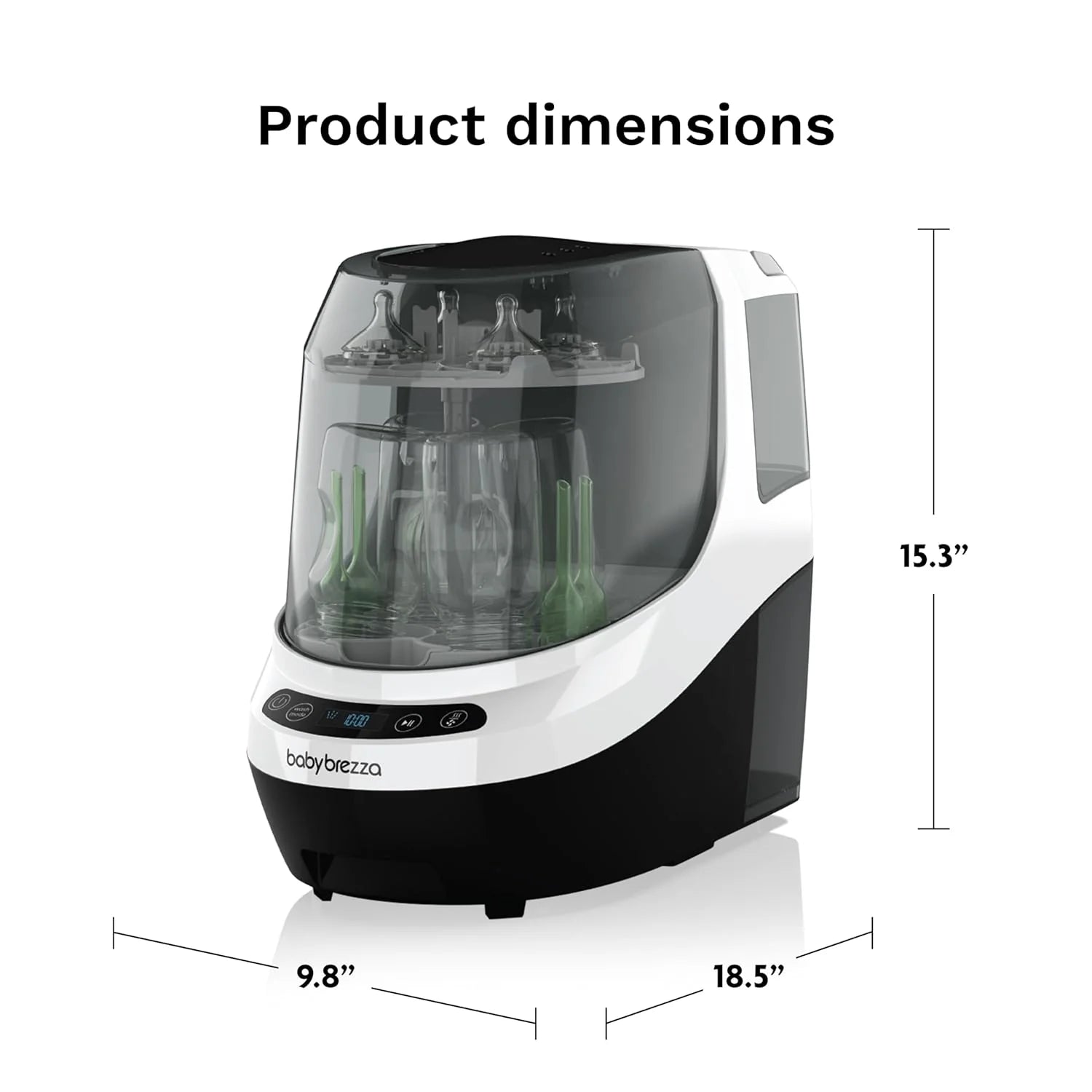Baby Bottle Washer Pro - Baby Bottle Washer, Sterilizer + Dryer - All in One Machine Cleans Bottles, Pump Parts, & Sippy Cups - Replaces Hand Washing, Bottle Brushes and Drying Racks-Brezza