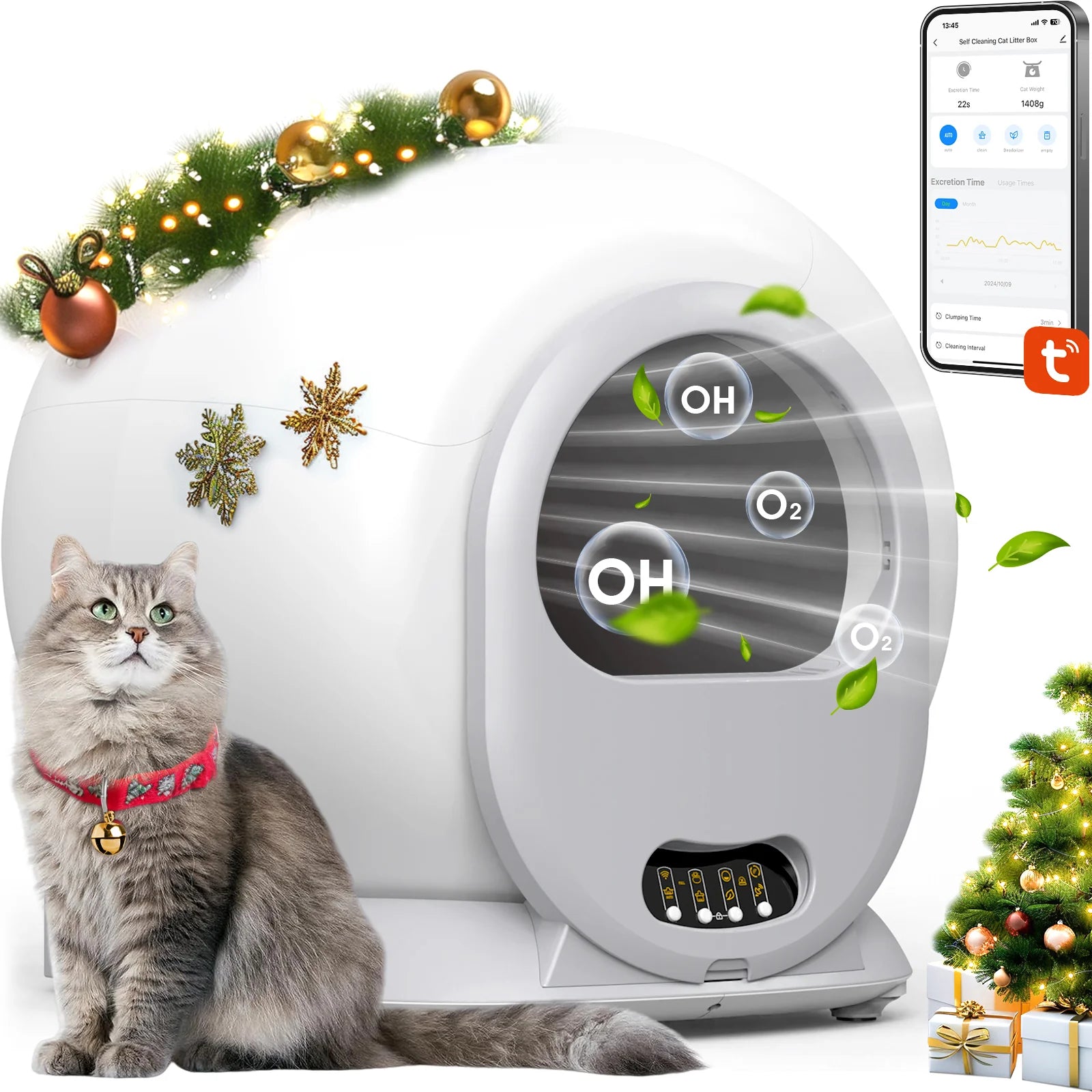 65L Self Cleaning Cat Litter Box Wifi APP Control