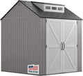 Rubbermaid resin garden shed with floor (2.13 x 2.13 m), weatherproof, grey, for storing garden tools, lawnmowers, bicycles and pool accessories
