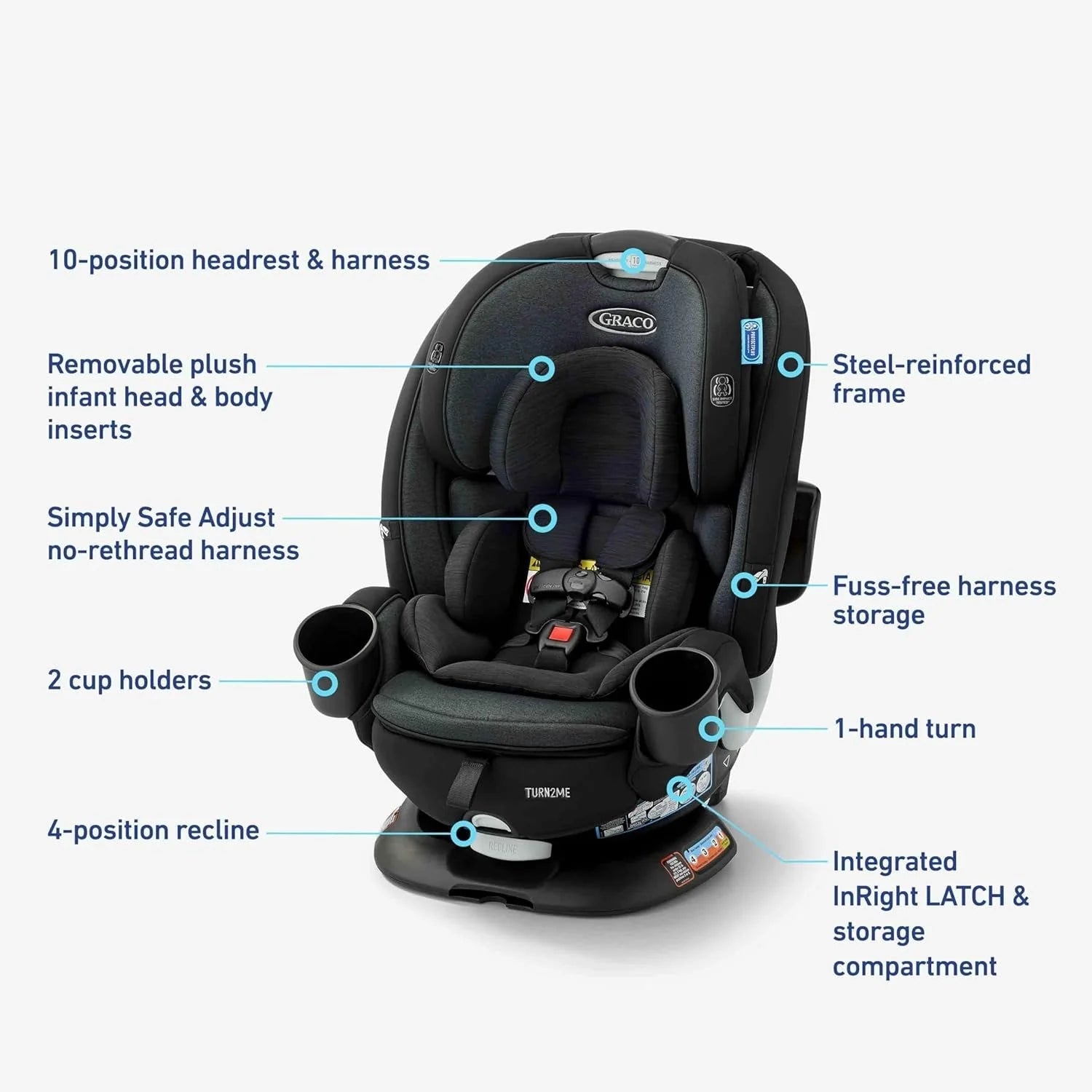 Graco Turn2Me 3-in-1 rotating child car seat, Cambridge