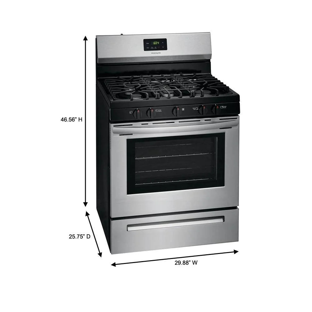 Frigidaire 30 inch (76 cm) wide freestanding 5-burner stainless steel gas hob FCRG3052AS