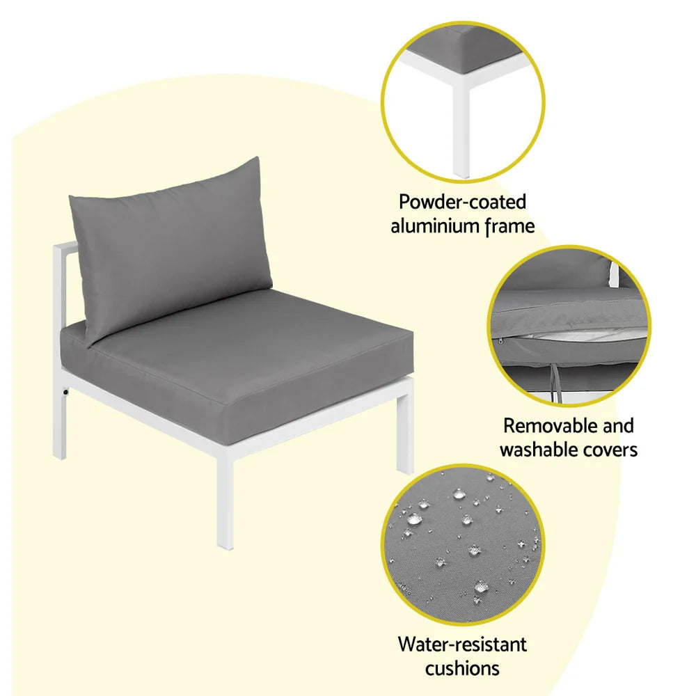 Gardeon 4 Seater Outdoor Sofa Set Aluminium Lounge Setting