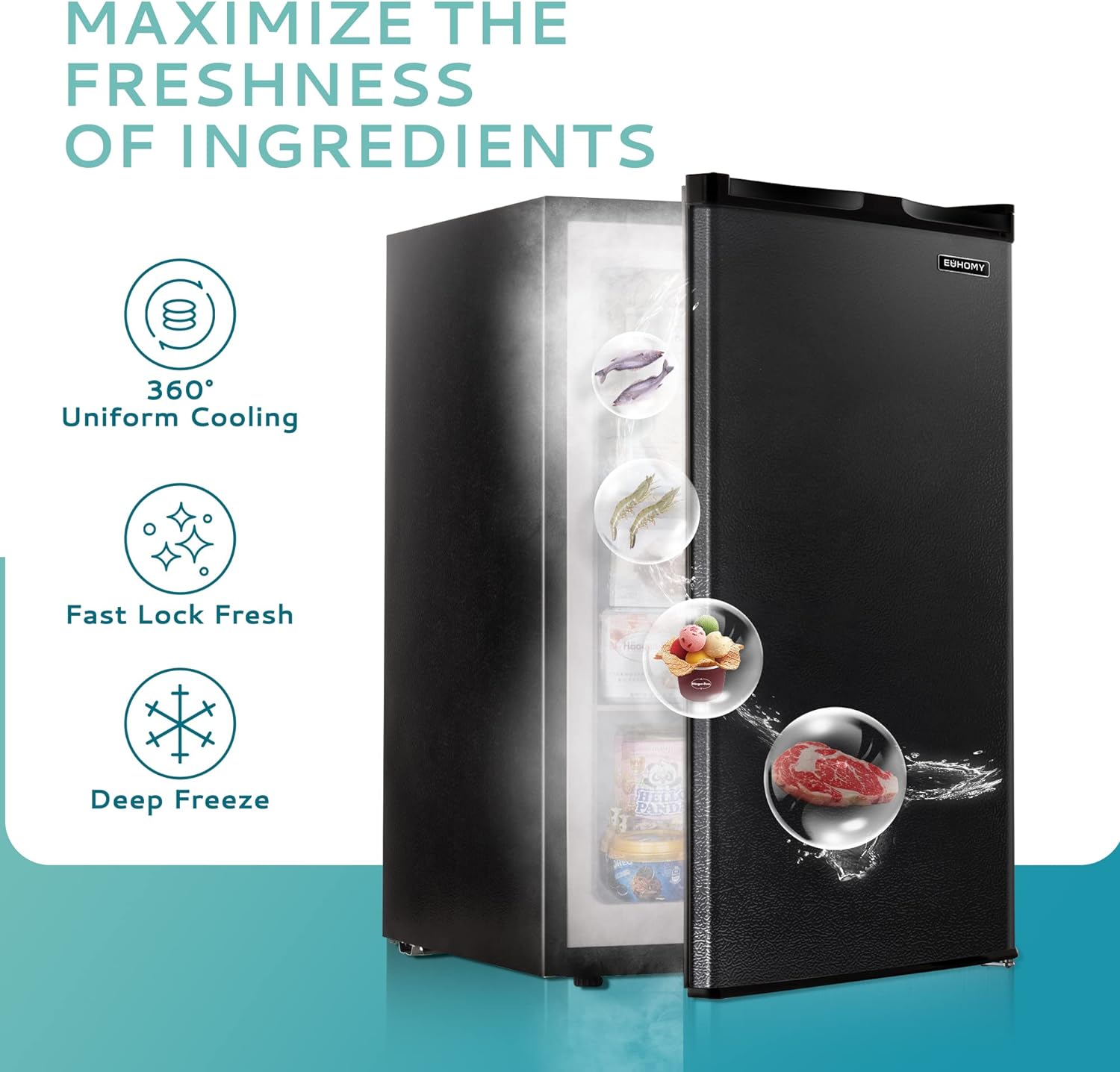 Upright freezer, 3.0 Cubic Feet, Single Door Compact Mini Freezer with Reversible Stainless Steel Door, Small freezer for Home/Dorms/Apartment/Office (Silver)