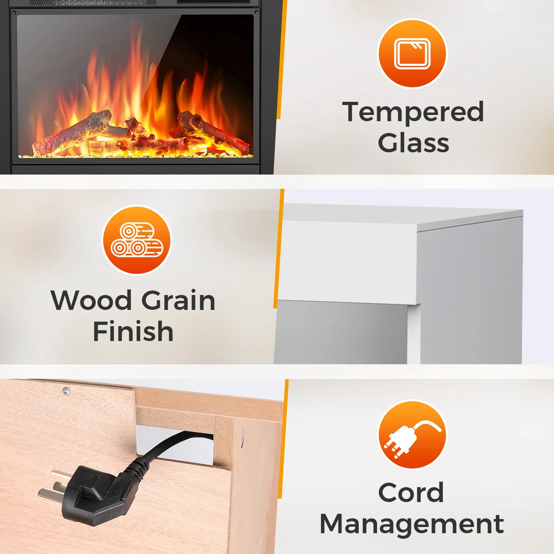 60'' Fireplace TV Stand Mantel Shelf Wooden Surround Fireplace Freestanding