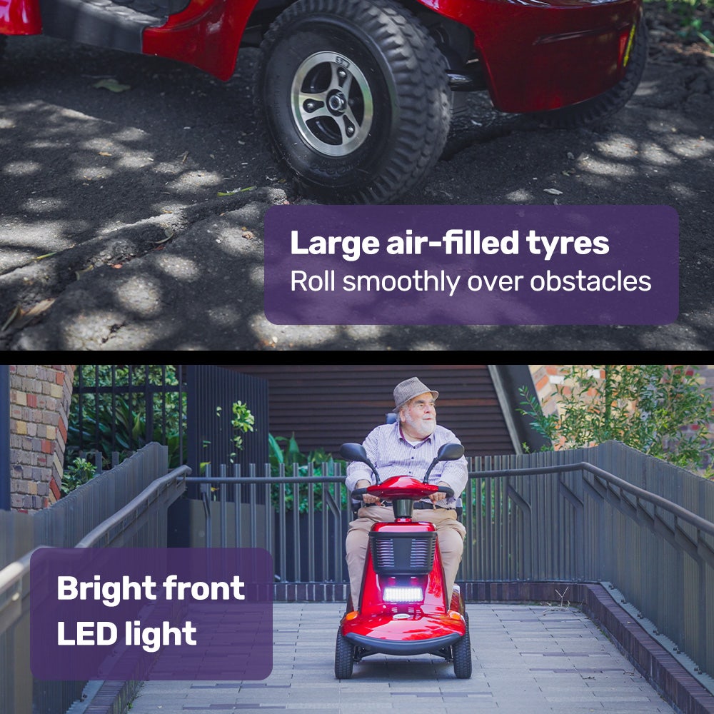 EQUIPMED LeisureCruise Extra Large-Sized, High Power, 182kg Capacity Mobility Scooter  - Red