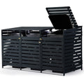 PLANTCRAFT Triple Wood Wheelie Bins Storage Shed, 3 Door Garbage Rubbish Bin Enclosure
