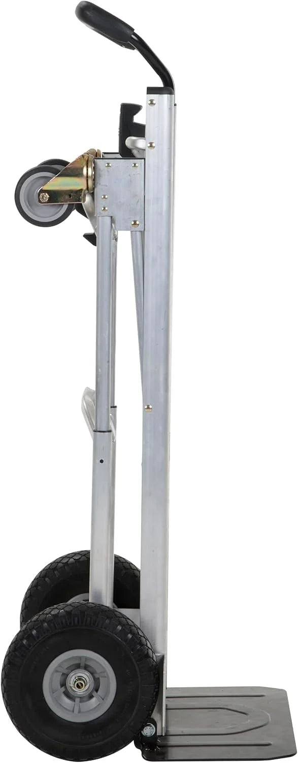 4-in-1 folding hand truck with puncture-proof wheels