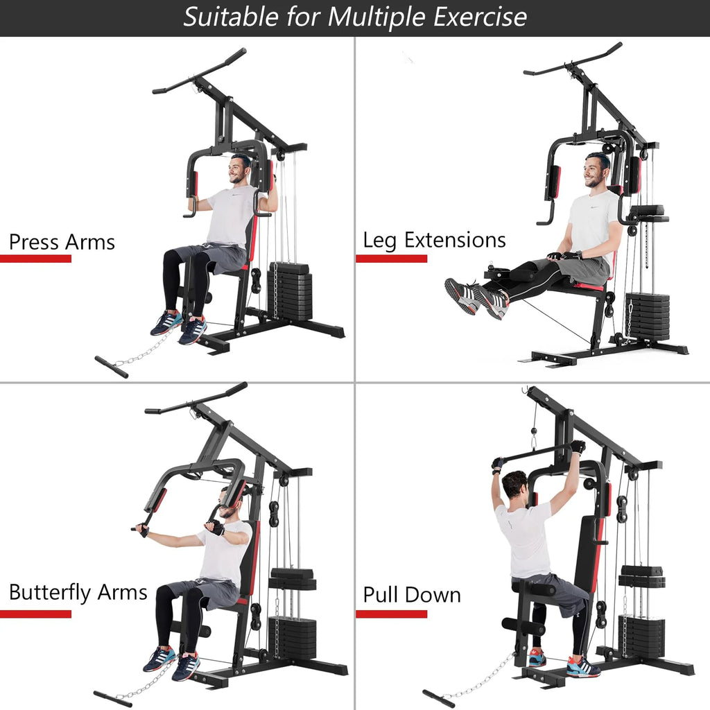 Multifunction Home Gym Station Indoor Strength Training Fitness Machine w/45 kg Weight Stack