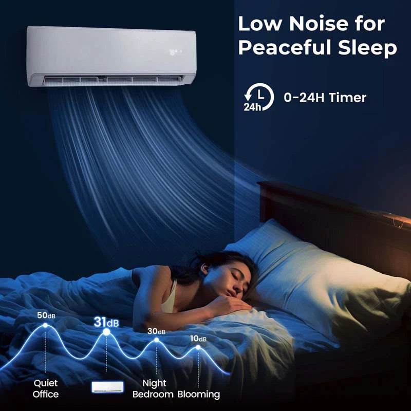 18,000 BTU 21 SEER2 208-230V Wifi Enabled Mini-Split Air Conditioner with Alexa, Wall Mounted Ductless AC Unit Inverter Heat Pump System