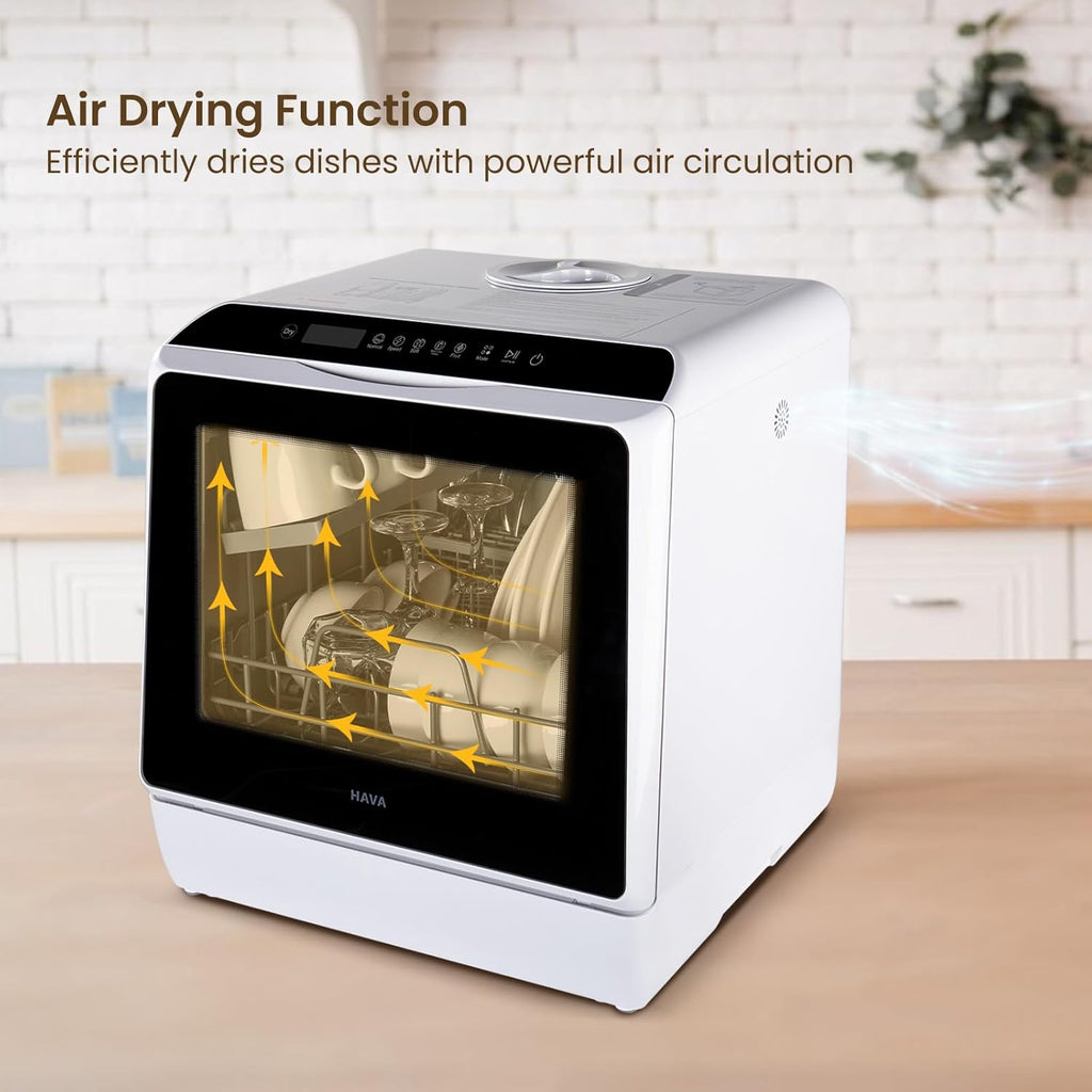 HAVA Countertop Dishwasher, 6 Programs Portable Dishwashers with 5L Built-in Water Tank