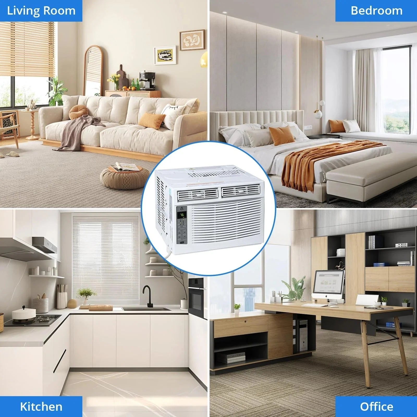 Window air conditioner with reusable filter and controls, 6000 BTU, 115 V~, suitable for rooms up to 250 square feet