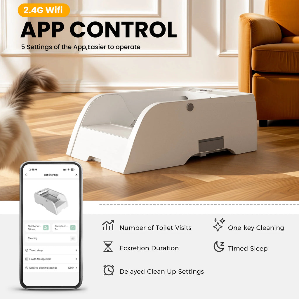 Self Cleaning Cat Litter Box with App Control